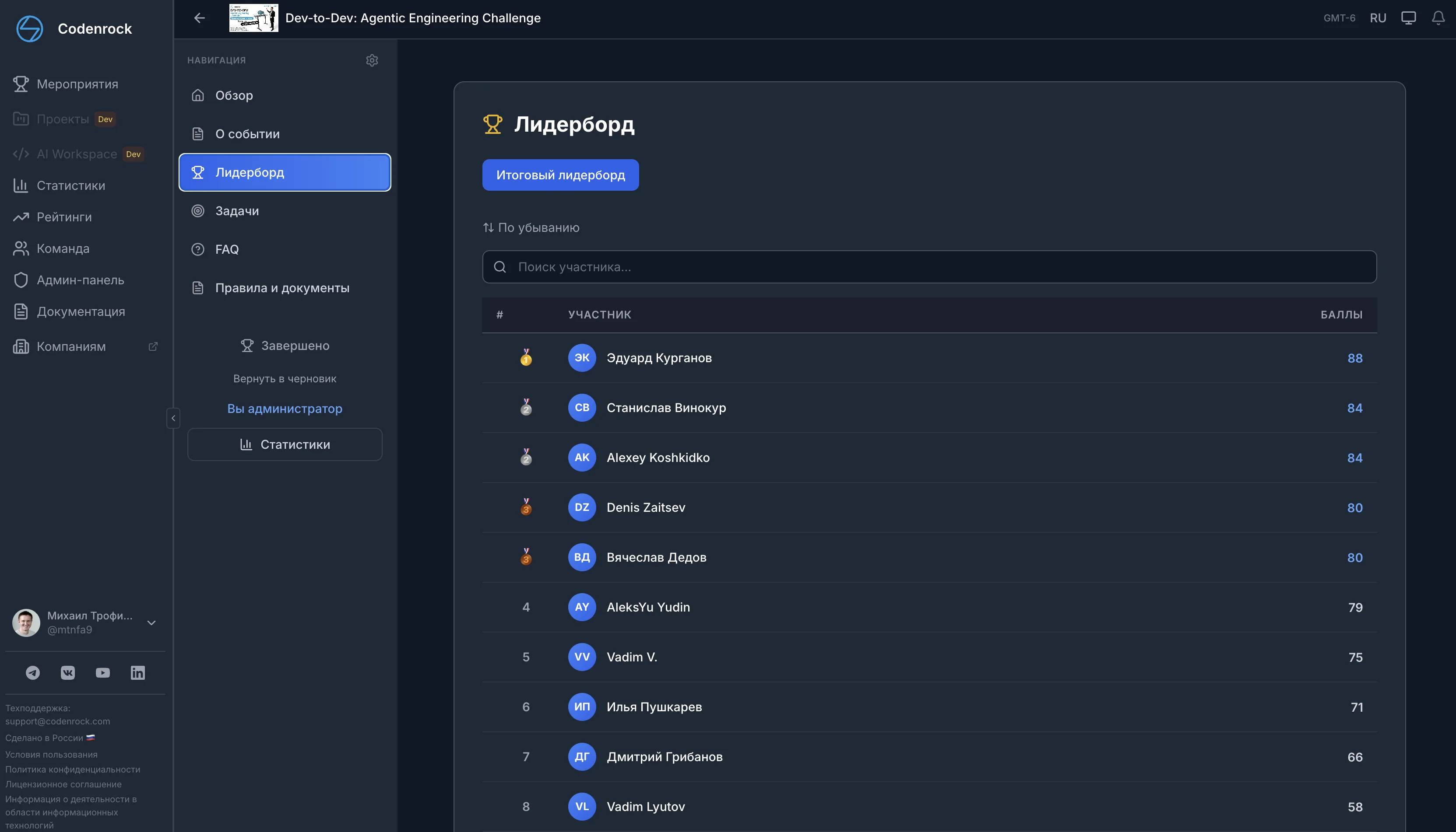 Лидерборды в реальном времени